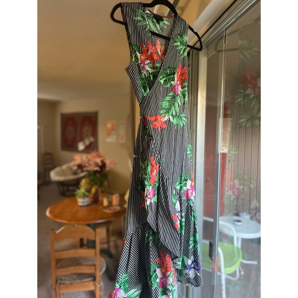 Bright Tropical Cotton Wrap Dress - Picture 3 of 6